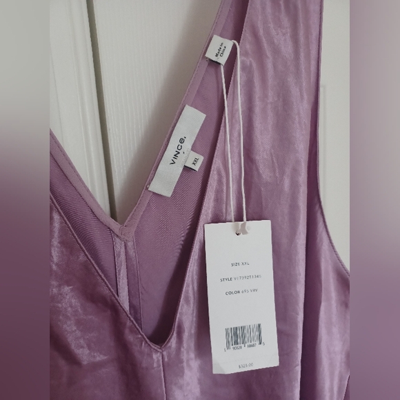 Vince NWT XXL Satin Double V-neck Lavender Slip Dress - Picture 3 of 4